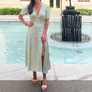 Floral Print Dress in Yellow and Blue